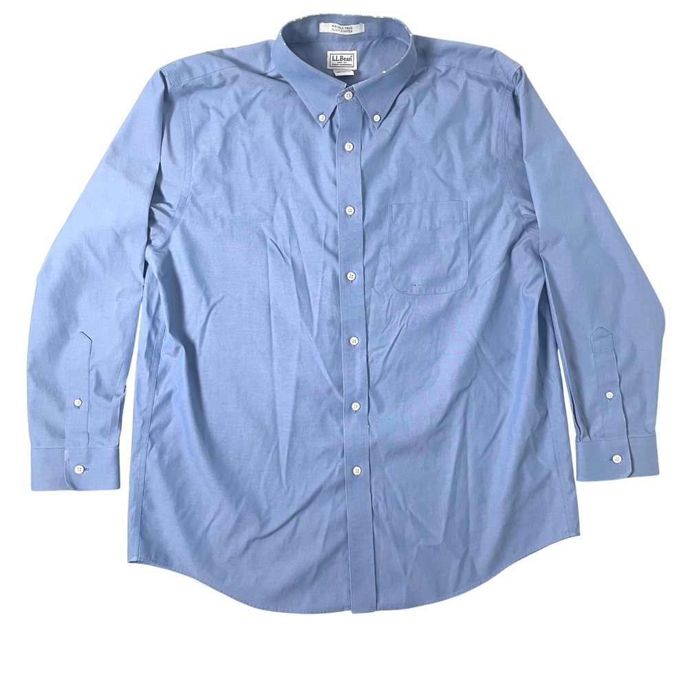 LL Bean Dress Shirt Mens 17-33 Wrinkle Free‎ Button Down Slightly Fitted